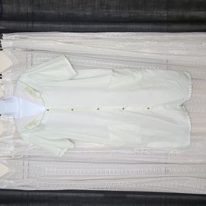 Mint Green Snap Button Housecoat Muumuu W/ Floral Embroidery SzXl